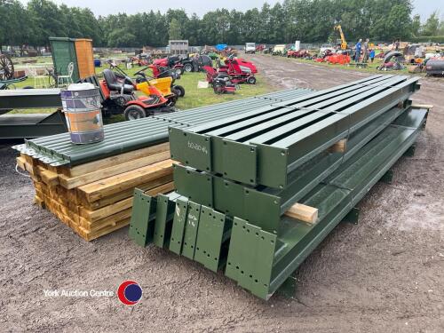 60ft x 30ft x 14ft portal framed steel building, 4 x 15ft bays, timber purlins spaced for fibre cement or steel roofing, 8no wind braces, and all connection bolts