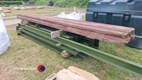 Used steel framed building - approx 45 x 20 x 11ft high, timber perlin (roof)
