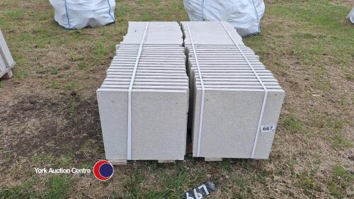 Pallet of approx 70 light grey paving slabs, 450mm x 450mm