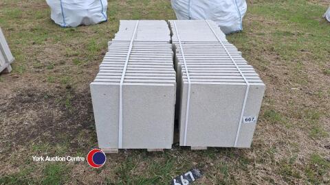 Pallet of approx 70 light grey paving slabs, 450mm x 450mm