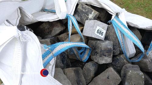 Black granite cobbles