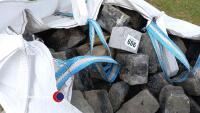 Black granite cobbles