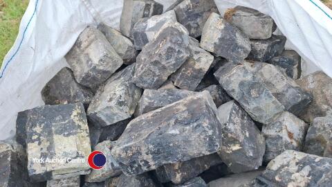 Black granite cobbles