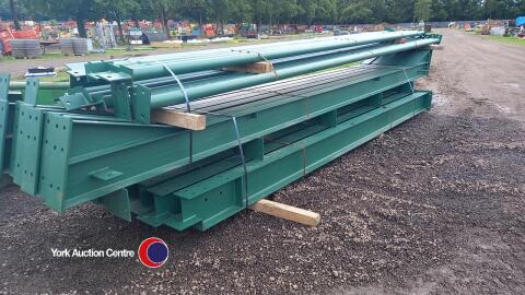 40ft x 40ft steel frame building with head ties, roof and leg bracing. Purlins spaced for fibre cement, c/w all fixings for frame.