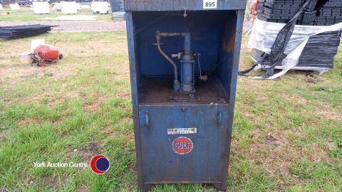 Gulf oil cabinet with self fill pump. Capacity minimum 100litres approx. Full working order. Vintage at 60years old.