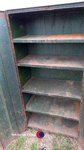Vintage metal double door cupboard c/w shelves