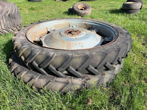 Pair Michelin BibaGrip 9.5-R48 tyres on 8 stud wheels
