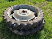 Pair Michelin BibaGrip 9.5-R48 tyres on 8 stud wheels - 5