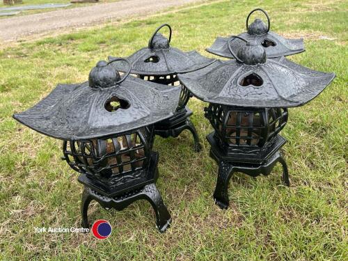 4 x cast iron garden lanterns