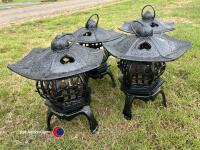 4 x cast iron garden lanterns