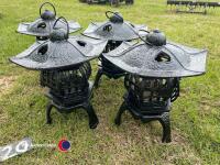 4 x cast iron garden lanterns - 2