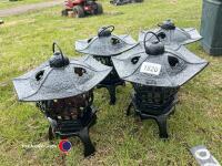 4 x cast iron garden lanterns - 3