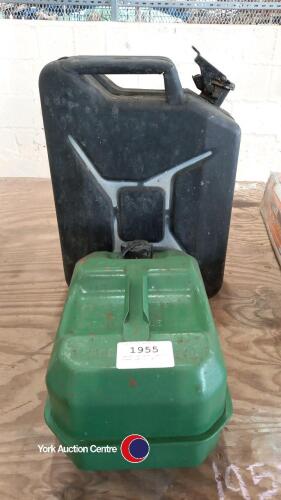 Gerry can and 2 gallon steel petrol can