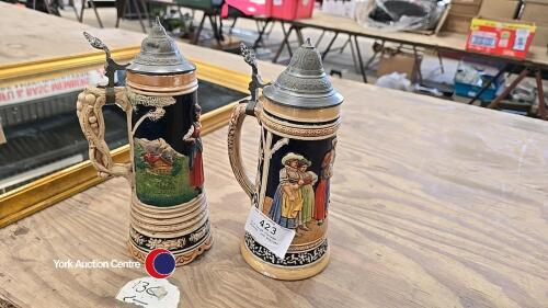 2 x large vintage Steins, one musical