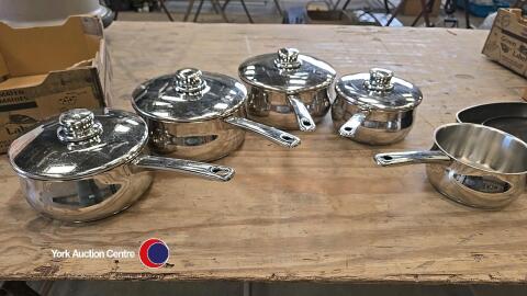 Set of 5 stainless steel pans