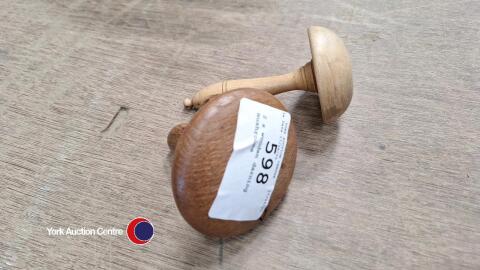 2 x wooden darning mushrooms