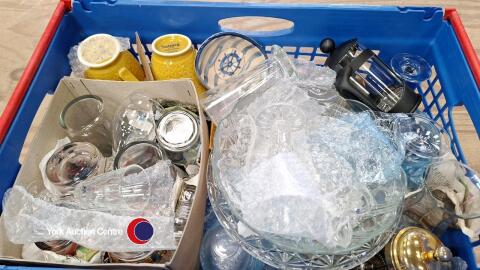 Glassware including vases, glasses and ornate bowls