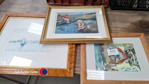 Venice print by HE Cross and 2 x original paintings