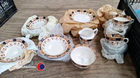 Part tea set of Royal Albion China 1920's/1940's Imari style - 'Sandon' 9 cups, 11 saucers, 12 tea plates, cream jug and open sugar bowl,