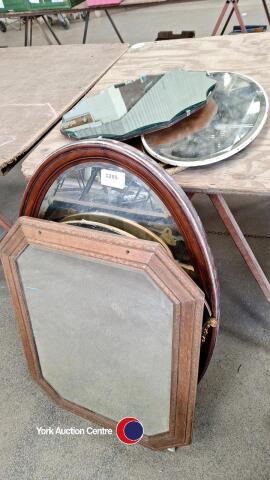 7 x vintage framed and unframed mirrors