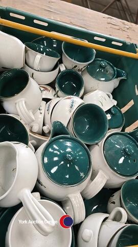 Box of Denby Green Wheat pottery