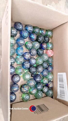 Box of large glass marbles