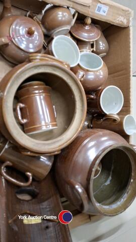 Box of mixed French pottery including Mehun Pillivuyt