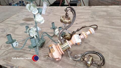 2 x vintage hanging light fittings
