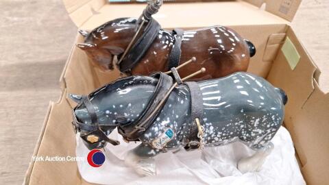 2 x vintage Sylvac shire horses