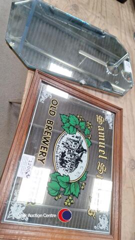 Large Samuel Smith's old brewery bitter pub mirror plus octagonal mounted mirror
