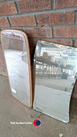 Retro teak oval mirror c1970's plus other vintage mirror