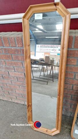 Large octagonal wooden framed mirror