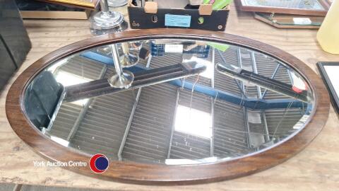 Vintage bevelled oval mirror