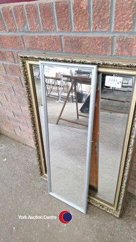 Large gilt framed mirror plus other rectangular mirror