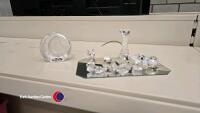 Group of Swarovski silver crystal animals plus Bird Art glassware