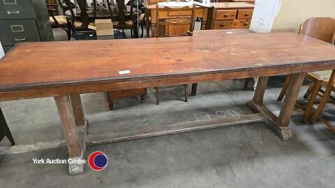 Oak table, 8ft x 34in, for refurbishment