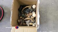 Box of brass door knobs and locks