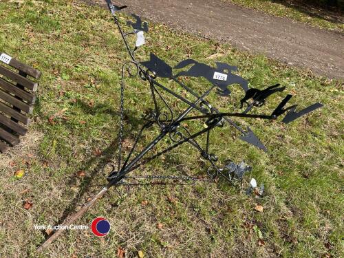 Large weather vane depicting race horses