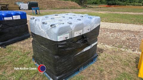 Pallet of plastic drums professionally decontaminated and washed out