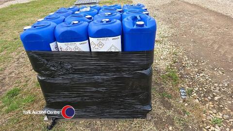 Pallet of plastic drums professionally decontaminated and washed out