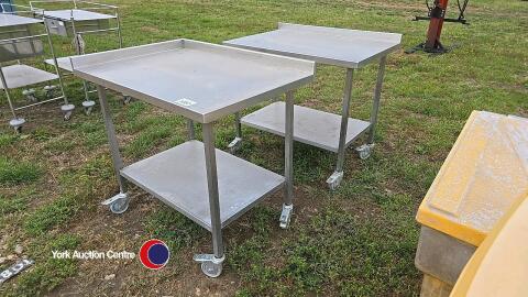 2 x 3ft x 2ft stainless steel work tables