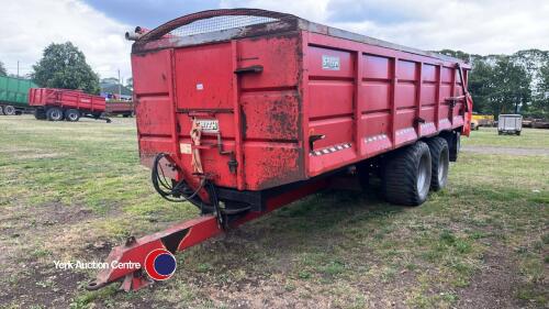 Smyth 14T grain trailer, hydraulic door, rollover sheet, sprung drawbar, flotation tyres, commercial axles