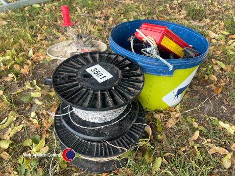 3 x Electric fencing reels with wire and mixed insulators