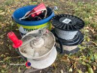 3 x Electric fencing reels with wire and mixed insulators - 2