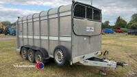 Ifor Williams TA510 tri axle livestock trailer c/w fold down front flap
