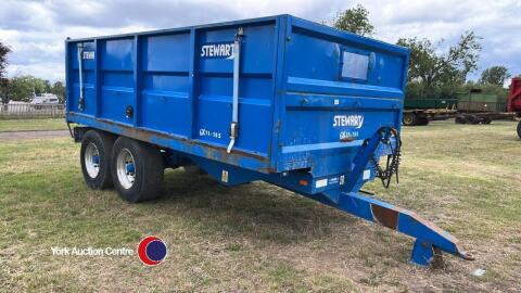 Stewart GX11-15S 11T tandem axle tipping trailer with removable sides, making 16ft 6 ins flatbed trailer. LED lights, super singles, 2011