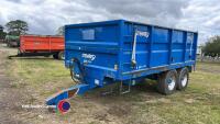 Stewart GX11-15S 11T tandem axle tipping trailer with removable sides, making 16ft 6 ins flatbed trailer. LED lights, super singles, 2011 - 2