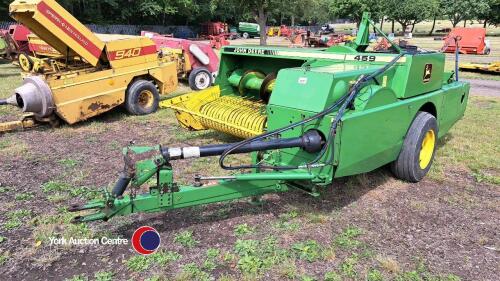 John Deere 459 conventional baler. 1990. Owned 20 years, well maintained, working order. Baled 500 hay bales every year, stored under cover.