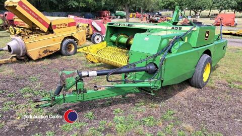 John Deere 459 conventional baler. 1990. Owned 20 years, well maintained, working order. Baled 500 hay bales every year, stored under cover.