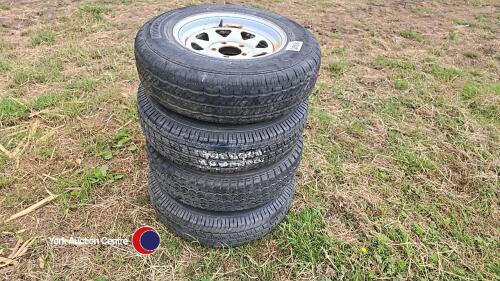 Set of 4 185R 14c new trailer wheels and tyres